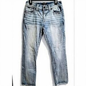 BKE Buckle Black Miramar No. 3 Straight Slim Fit Stretch Daeted Pockets Low Rise